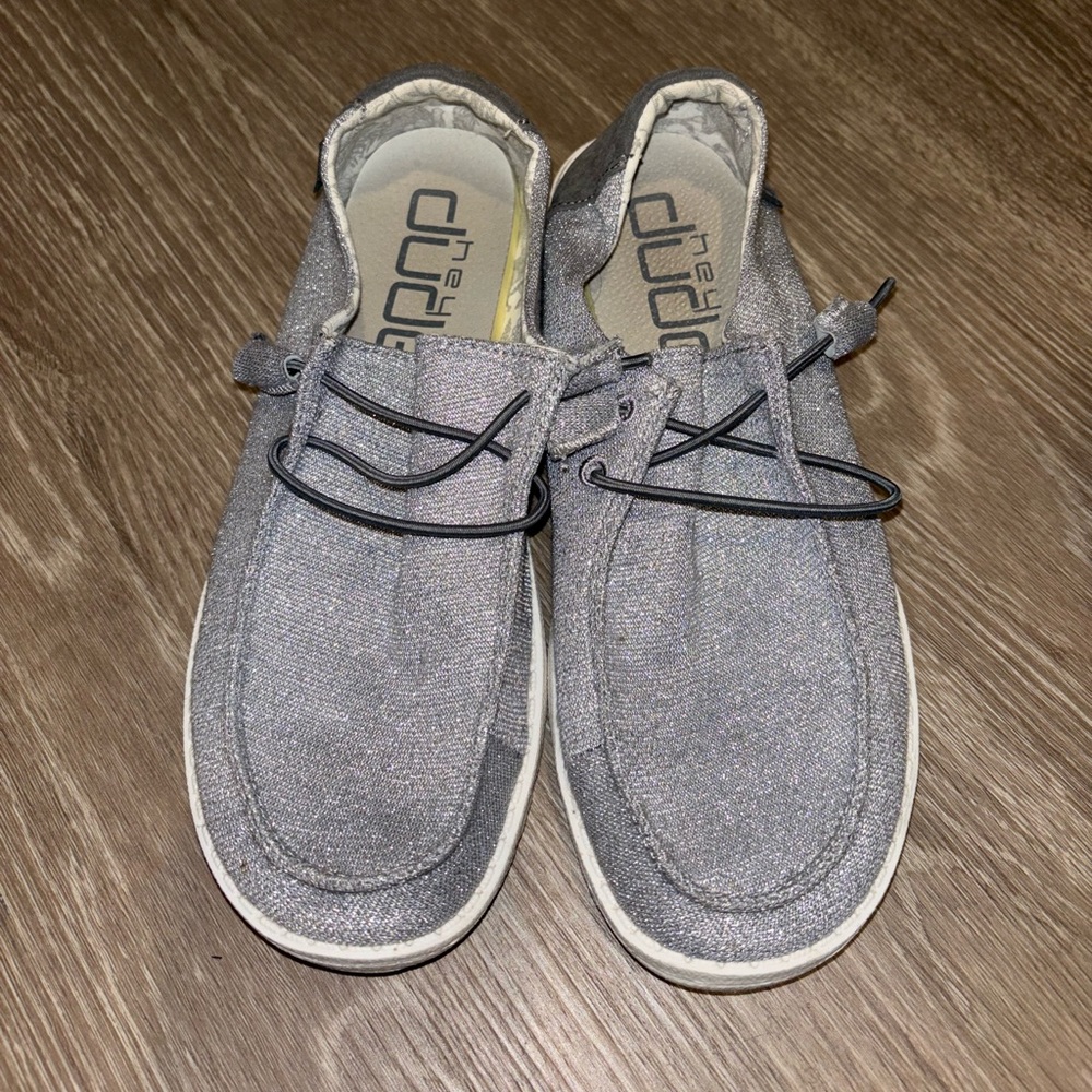 Silver Sparkle Hey Dude Slip Ons